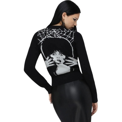 KILLSTAR дамска жилетка (cardigan) KILLSTAR x ELVIRA - Web Of Lies - Black/White - KSRA014131