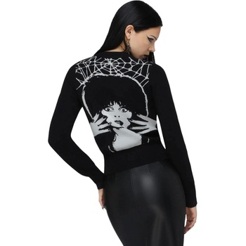 KILLSTAR дамска жилетка (cardigan) KILLSTAR x ELVIRA - Web Of Lies - Black/White - KSRA014131