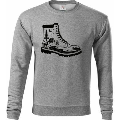 Dobrodružná bota, černý potisk mikina ESSENTIAL