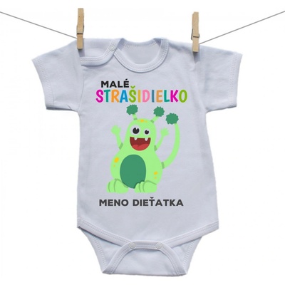 Boodyy Body s krátkym rukávom Malé strašidielko zelené s menom dieťatka