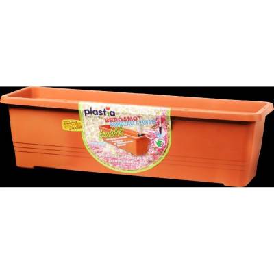 PLASTIA BERGAMOT Truhlík samozavlažovací plastový terakota 50 x 19,5 x 16,5 cm