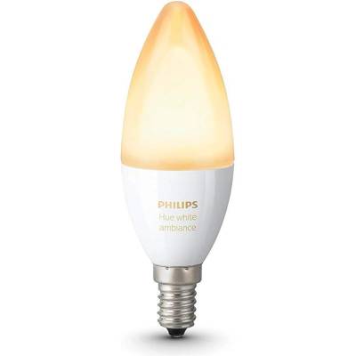 Philips Hue White Ambiance 6W E14 - единична лампа E14 с бяла светлина за безжично управляемо осветление за iOS и Android устройства