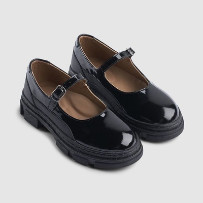 Liewood baleriny s páskem kožené lesklé Alexandra černé