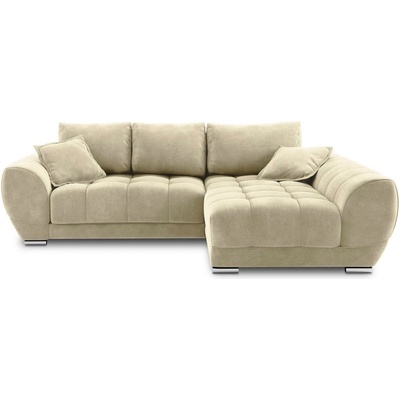 Windsor & Co Бежов ъглов разтегателен диван с кадифена покривка, десен ъгъл Nuage - Windsor & Co Sofas (WIN_RCF_46_F1_NUAGE7)