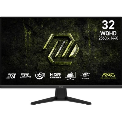 Монитор MSI MAG 325QF E18V, 31.5", 180Hz, Rapid VA, 2560 x 1440 (WQHD), 16: 9, Adaptive-Sync, 84% DCI-P3, AG, HDR Ready, 300 nits, 3500: 1, DCR 100M: 1, DP(1.2a), 2xHDMI 2.0b, Tilt, VESA, Black, 5.4kg (9S6-3DE11M-001)
