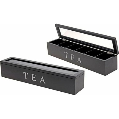 Excellent Houseware Dřevěný organizér na čaj Tea Box, 43x8,5 cm