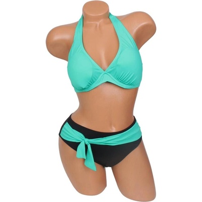 Дамски бански в цвят зелена мента и черно