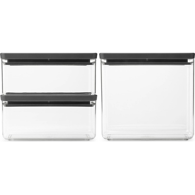 Brabantia Контейнер за съхранение на храна TASTY PLUS, комплект от 3 бр. , тъмносив, Brabantia (BRAB230783)