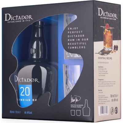 Dictador 20y 40% 0,7 l (dárkové balení 2 sklenice) – Hledejceny.cz