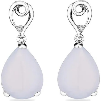 Swan Сребърни обици с калцедоний и камъчета от циркон GL779CE Swan