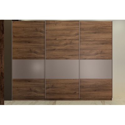 IRIM Трикрилен гардероб с плъзгащи врати calatrava кафяв дъб пиемона / лате