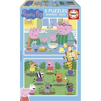 EDUCA Dřevěné Prasátko Peppa 2 × 25 dielov