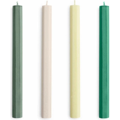 HAY Svíčky Hexagon Candle set 4ks, greens and whites