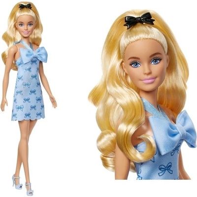 Mattel Barbie modelka šaty s modrými mašlami