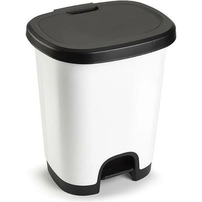 Plastic Forte COLOR Koš na odpad 27 l BÍLO-ČERNÝ bez vložky s pedálem