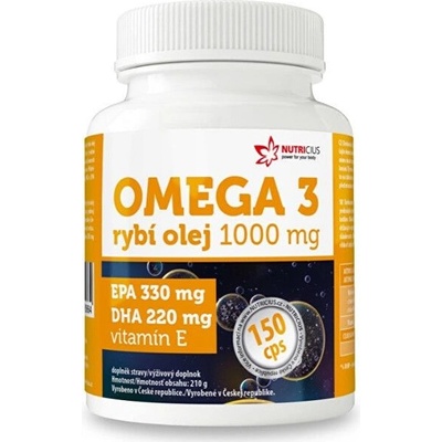 Nutricius Omega 3 Rybí olej 1000 mg EPA 330 mg DHA 220 mg 150 kapsúl