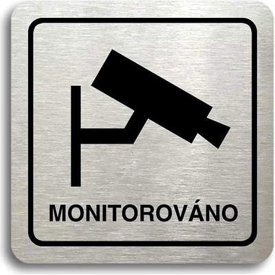 Accept Piktogram " monitorované" (80 × 80 mm) (strieborná tabuľka - čierna tlač)