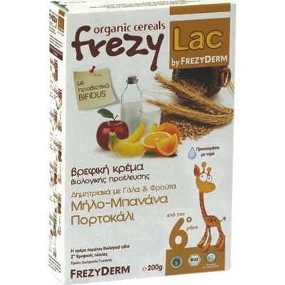FREZYDERM Био храна за дежа 6м. + с пробиотик , Frezyderm Frezylac BIO Cereal Cereals - Milk - Fruits 200gr