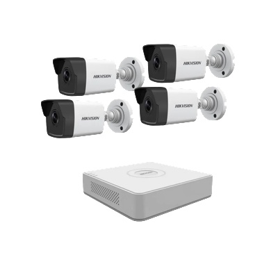 HIKVISION Комплект 4 бр. 4Mpx IP камери с NVR с вградено POE захранване