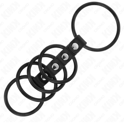 Силиконови рингове с кожена каишка, 5 броя - Kink Penis Rings (D-241272)