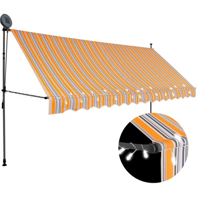 vidaXL Ručně zatahovací markýza s LED světlem 350 cm žlutomodrá