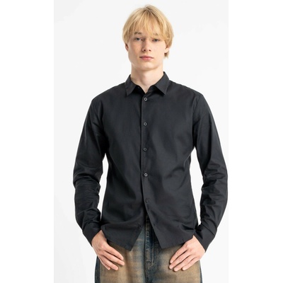 Reporter Young chlapecká košile přiléhavého střihu s dlouhým rukávem černá