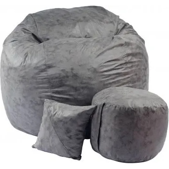 Image 1 of PUFRELAX Комплект, Барбарон с табуретка за крака и декоративна възглавница 900л. , King Size XL - Smoke Grey, Перящ се калъф, Трансформира се в легло, Пълнеж с микс от мемори пяна и дунапрен, Гама Premium (PUF-M-KOPXL-PT-MNGRE)