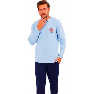 Italian Fashion Grek pánské pyžamo dlouhé modré