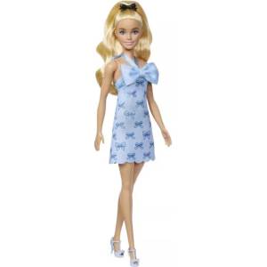 Mattel Barbie Fashionista: Стилна кукла приятелка в синя рокля с панделка (HYT93)