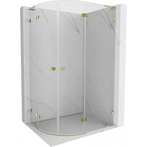 Mexen Lunar L полукръгла право отваряща се душ кабина, 100 x 90 см, прозрачна, златна - 833L-100P-090L-50-00 (833L-100P-090L-50-00)