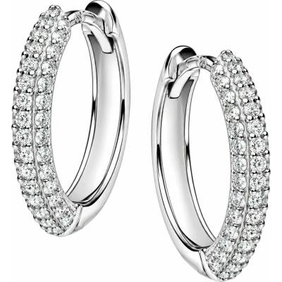 Zlaton Náušnice bílé zlato kruhy osazené zirkony 1.6cm 2.5g N21052602938
