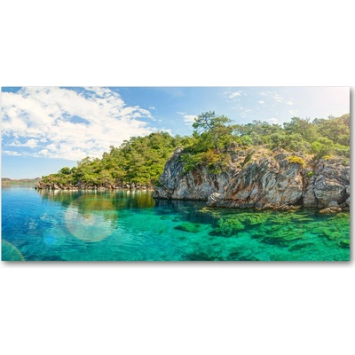 Foto obraz sklo tvrzené modrá lagúna 100x50 cm