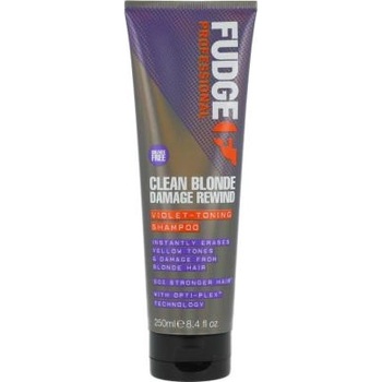 Fudge Professional Clean Blonde Damage Rewind Violet-Toning Shampoo 250 ml шампоан за възстановяване и блясък на русата коса унисекс