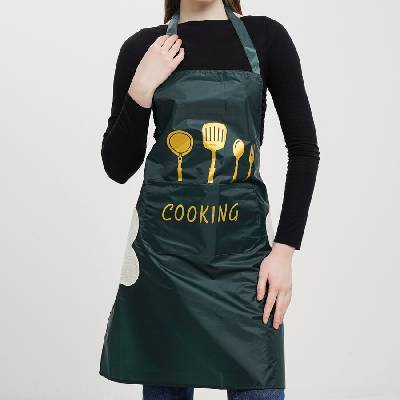 Гумирана престилка за готвене в тъмнозелено