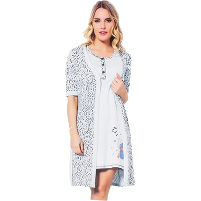 Свеж комплект в светлосин цвят с картинка и точки