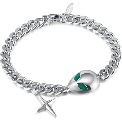 Titan Jewerly Ocelový náramek Cuban s přívěškem Alien GS1500