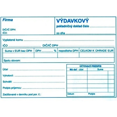Igaz 51 Výdavkový pokladničný doklad A6