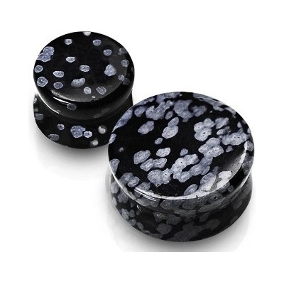Šperky eshop plug do ucha obsidián polodrahokam černé barvy mramorování AB36.18