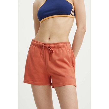 Hummel Памучен къс панталон Hummel hmlLEGACY WOMAN SHORTS в оранжево с изчистен дизайн със стандартна талия (219478)