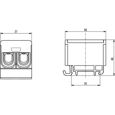 Pollmann Elektrotechnik 1006606 Svorka univerzální UK 35/2 A, 135A, 1pól., AL/CU, krytá, šedá, na DIN