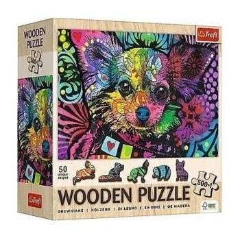 Trefl Puzzle 500+1 Wooden Puzzle Colorful Puppy