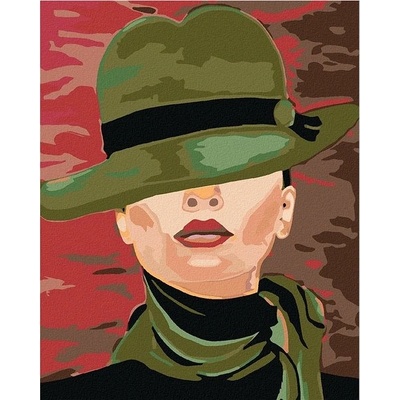zuty Malování podle čísel - Žena v zeleném klobouku, 80x100 cm, bez rámu a bez vypnutí plátna