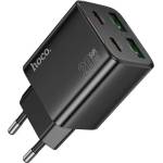 hoco. N55 зарядно устройство за електрическата мрежа 2 USB+2 гнезда Type-C 20W, PD бързо зарядно устройство 3.0, ЧЕРНО N55_B (N55_B)
