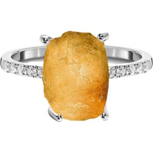 Silenti Jewelry Сребърен пръстен "Цитрин" - 10 - 62 мм (19.7мм диам. )