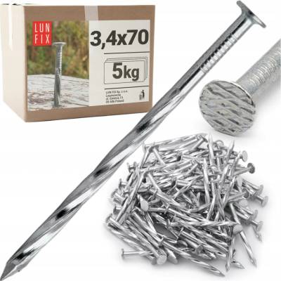 Hřebíky kroucené pozinkované 3,4x70 mm 5 kg