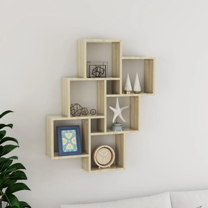vidaXL Стенен кубичен рафт, дъб сонома, 78x15x93 см, инженерно дърво (807172)