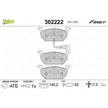 VALEO Sada brzdových platničiek kotúčovej brzdy 302222