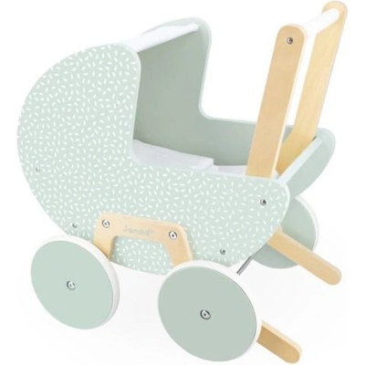 Janod Дървена количка за кукла с одеяло и възглавничка Zen