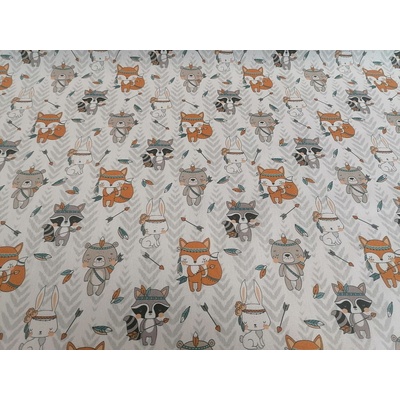 Bavlněná látka Indiáni zvířátka šíře 150 cm