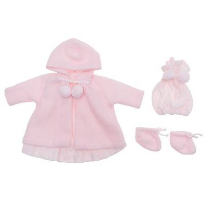 Дрехи за кукла Asi Dolls - Лея, розово палто, шапка и терлички, 46 cm (3181620)